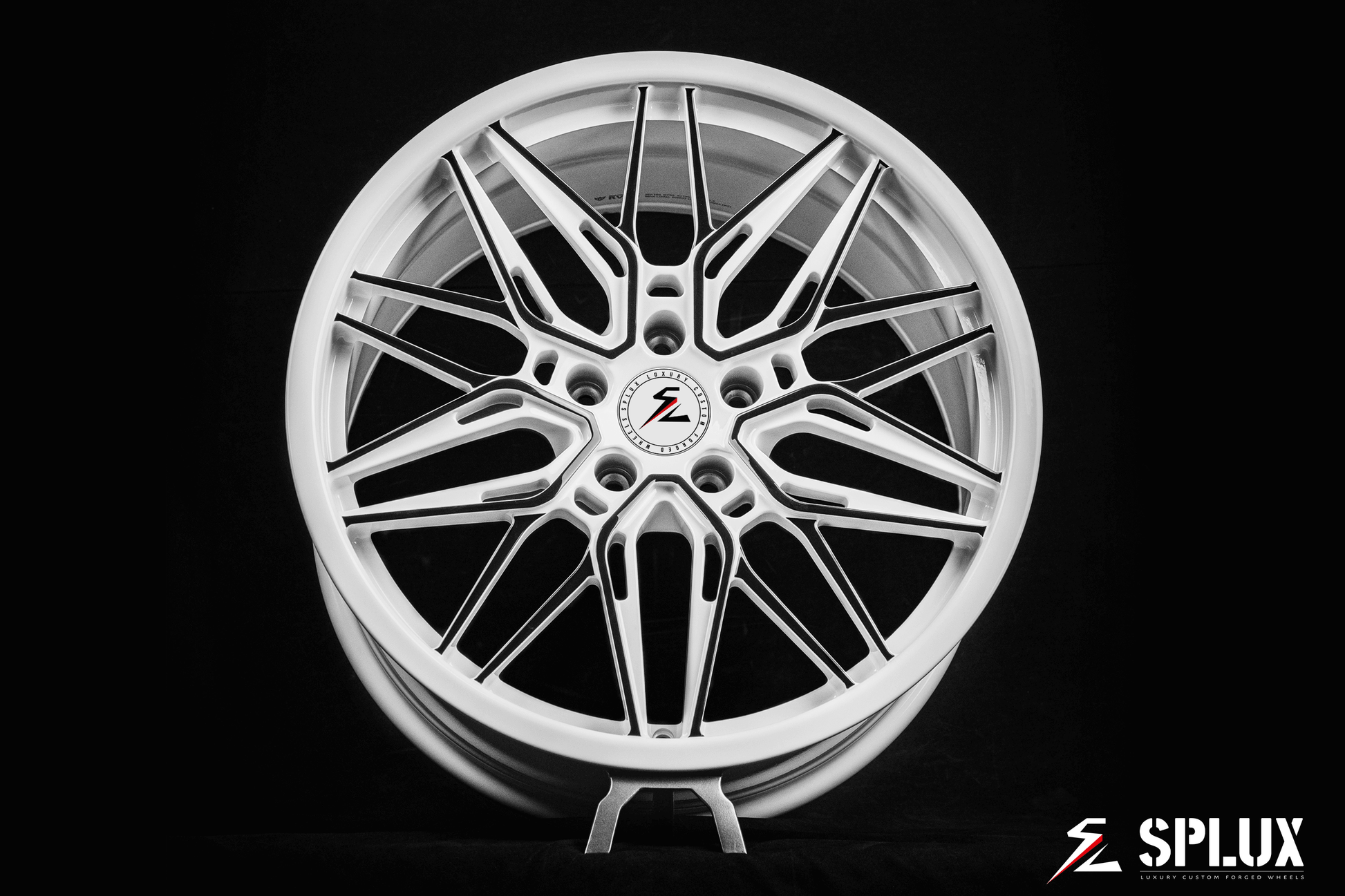 Splux SA-02 aggressive 19inch and 20inch black and white OEM wheels for 2016 Stingray C7 Corvette.
