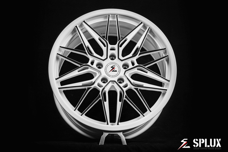 Splux SA-02 aggressive 19inch and 20inch black and white OEM wheels for 2016 Stingray C7 Corvette.