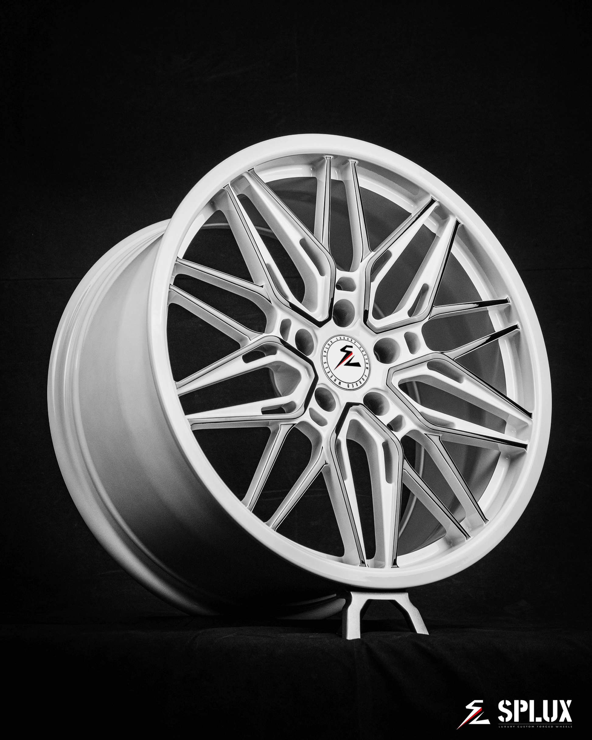 Splux SA-02 black and white aggressive 19inch and 20inch wheels for 2016 Stingray C7 Corvette, aftermarket rims for sale.