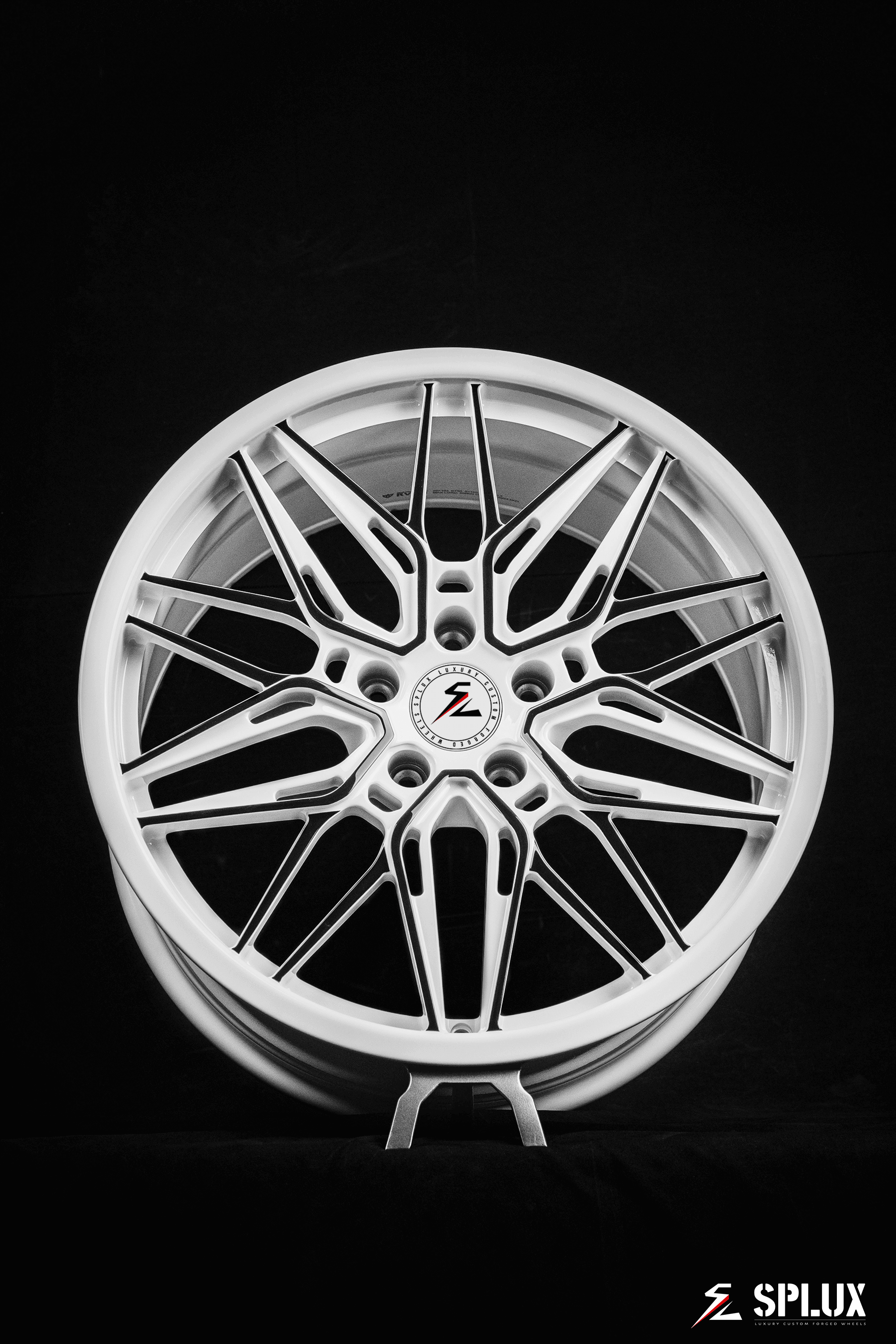 Splux SA-02 aggressive 19inch and 20inch black and white wheels for 2016 Stingray C7 Corvette.
